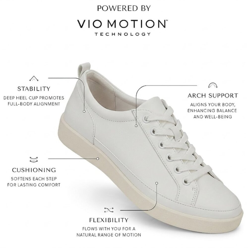 Vionic Women’s Colbie Leather Casual Sneakers – Size 7 – Arch Support Comfort